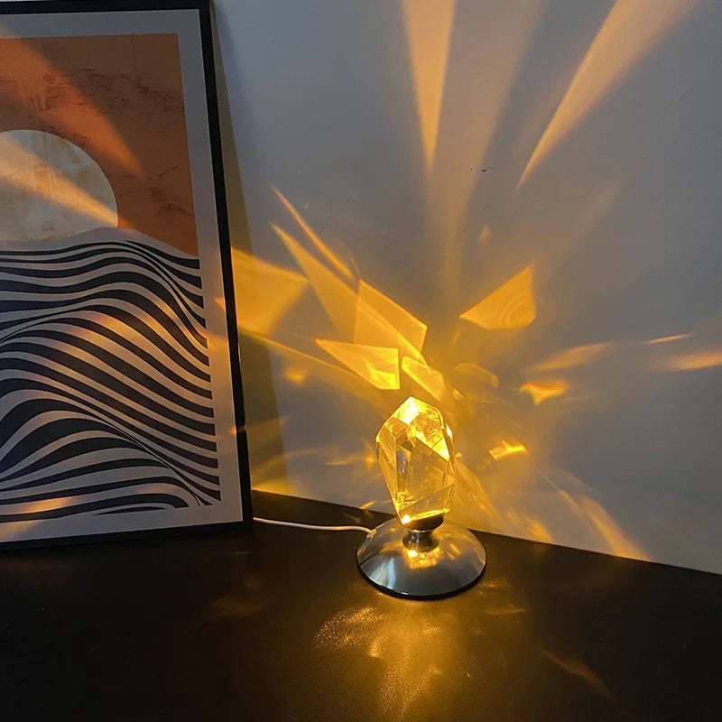 Diamond Table Lamp Crystal Night Light USB with Remote Control Bedside Light Romantic Projector Luxury Atmosphere Nightlamp Gift