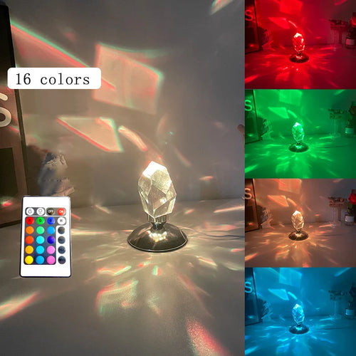 Diamond Table Lamp Crystal Night Light USB with Remote Control Bedside Light Romantic Projector Luxury Atmosphere Nightlamp Gift